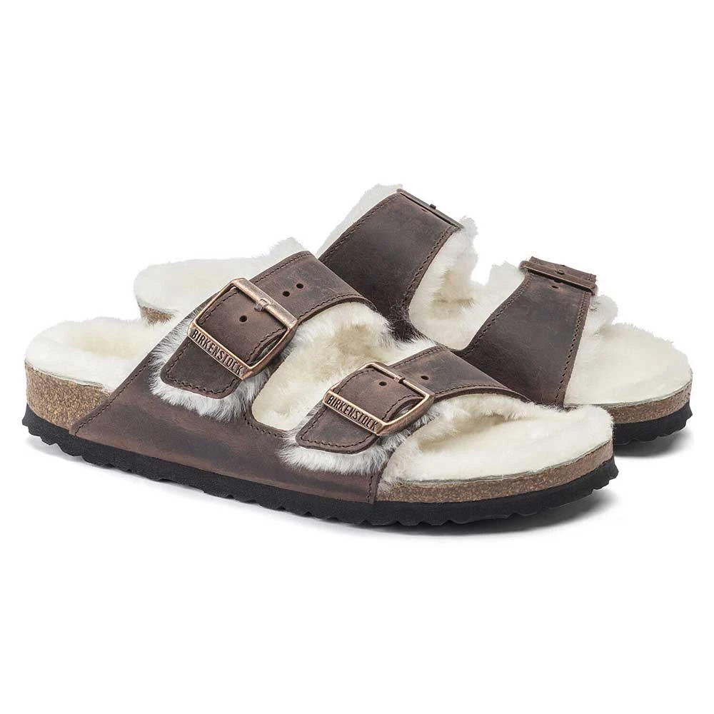 Birkenstock Arizona Shearling Sandal - Habana Natural- Medium/Narrow