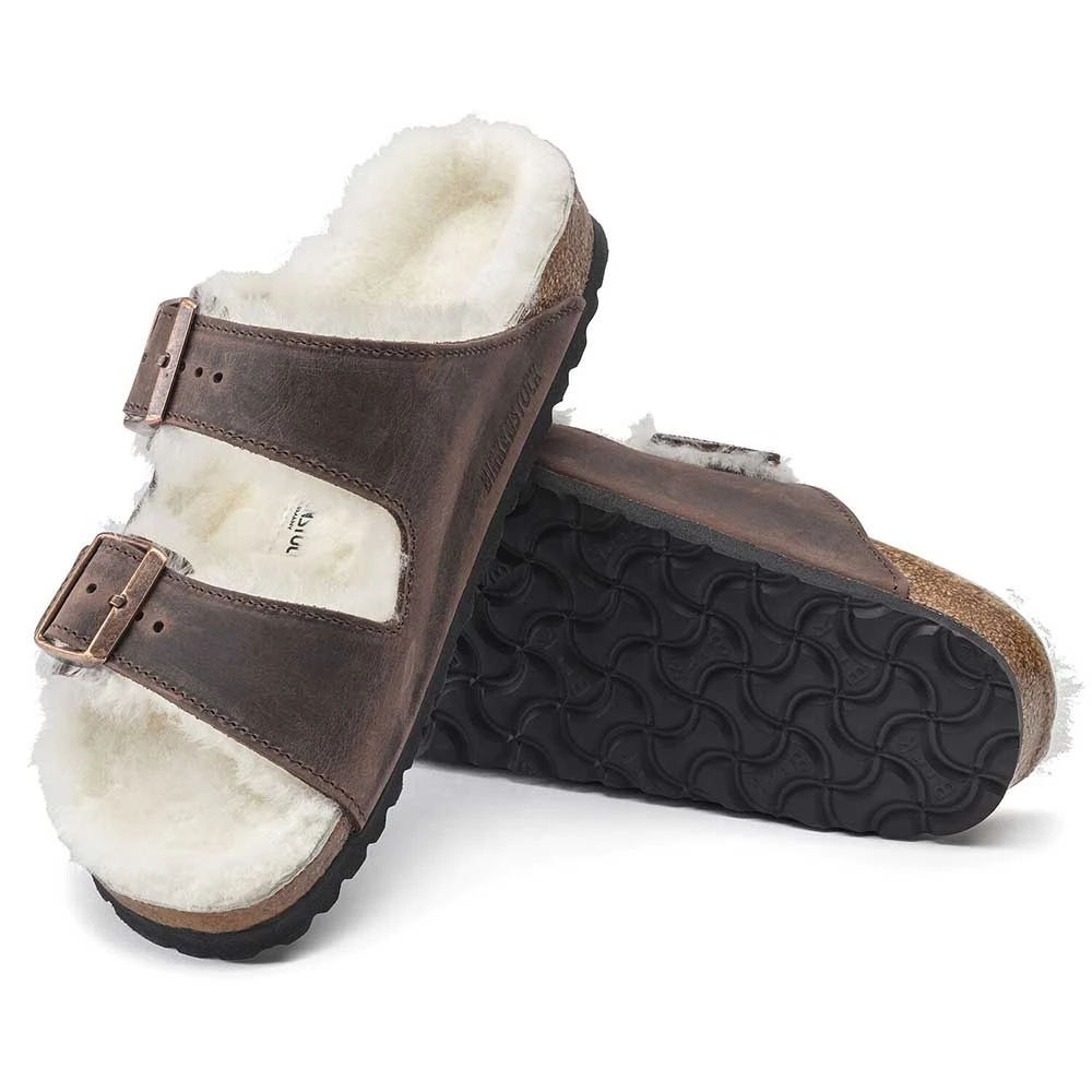 Birkenstock Arizona Shearling Sandal - Habana Natural- Medium/Narrow - Image 4