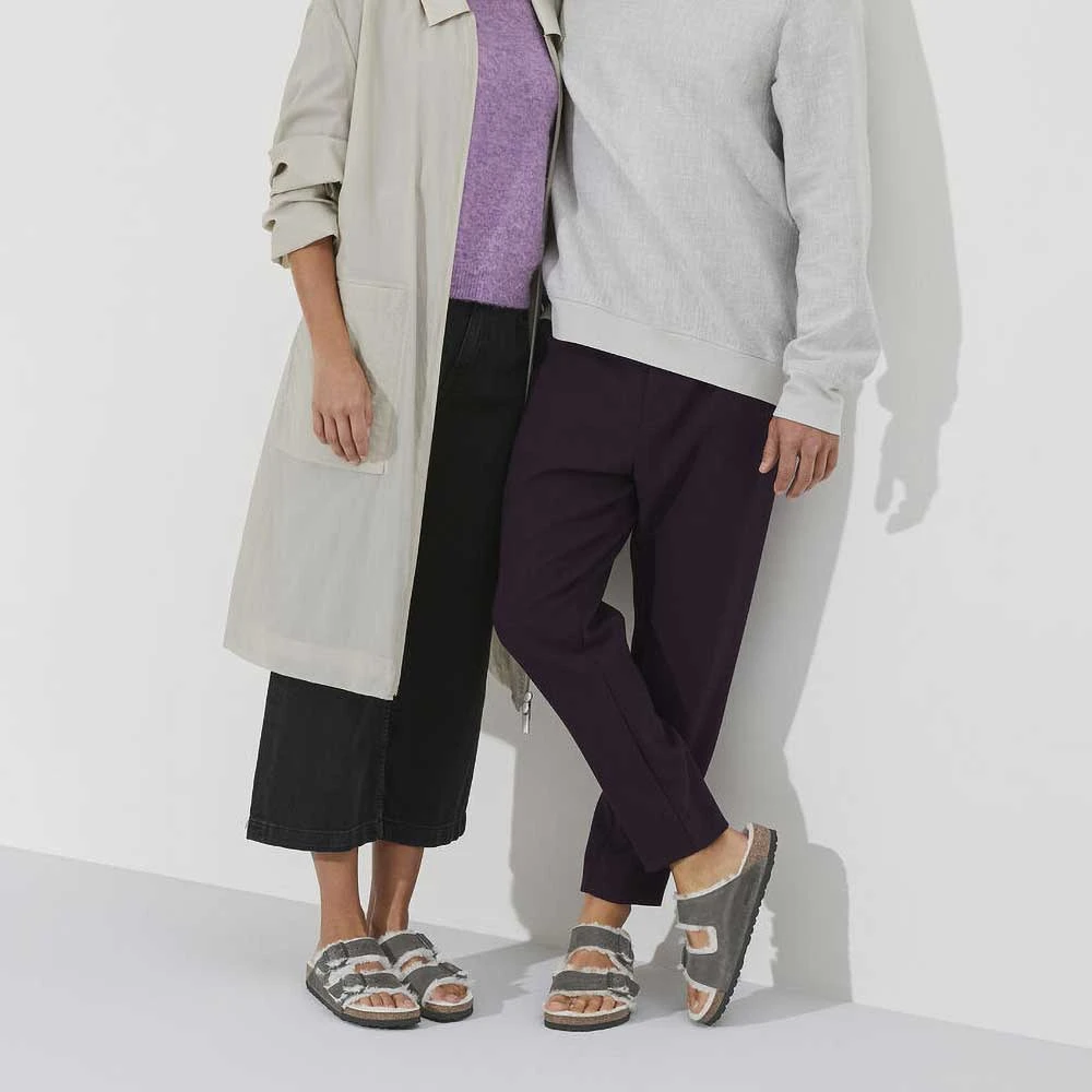 Birkenstock Arizona Shearling Sandals - Iron Natural- Medium/Narrow - Image 4