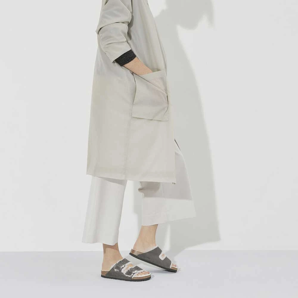 Birkenstock Arizona Shearling Sandals - Iron Natural- Medium/Narrow - Image 8