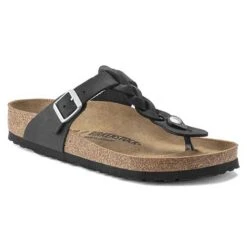 Birkenstock Gizeh Braid Suede Black Oil Leather- Regular/Wide