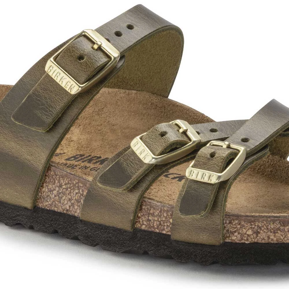 Birkenstock Women's Franca Cork Green Olive Oiled Leather Sandal - Regular/Wide - Image 4