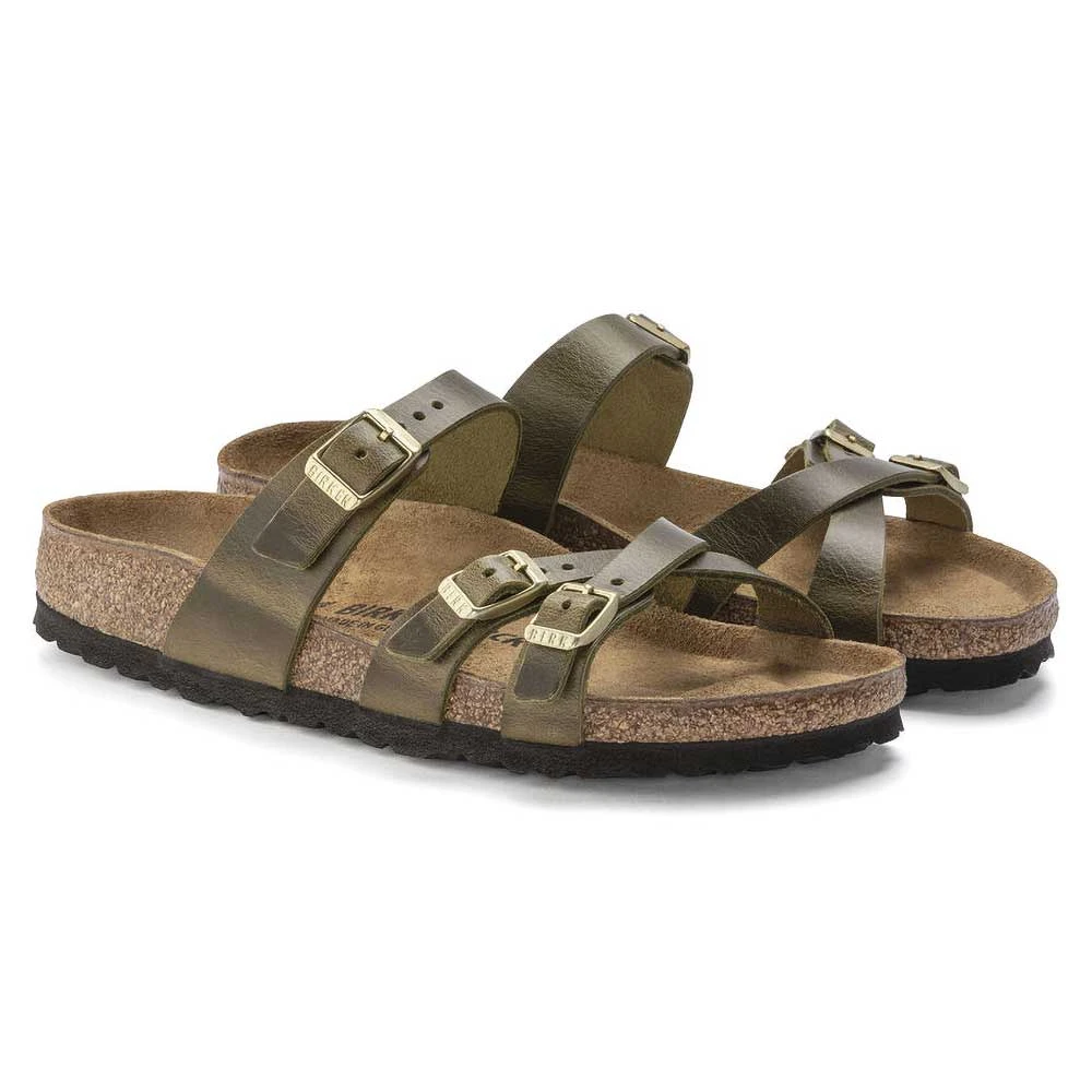 Birkenstock Women's Franca Cork Green Olive Oiled Leather Sandal - Regular/Wide - Image 3