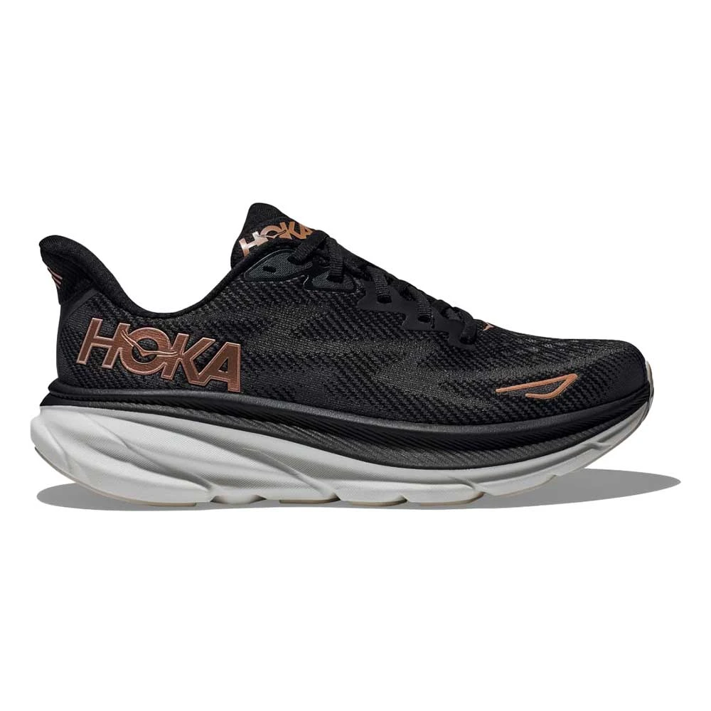 Hoka Women's Clifton 9 Running Shoe - Black/Rose Gold - Regular (B)