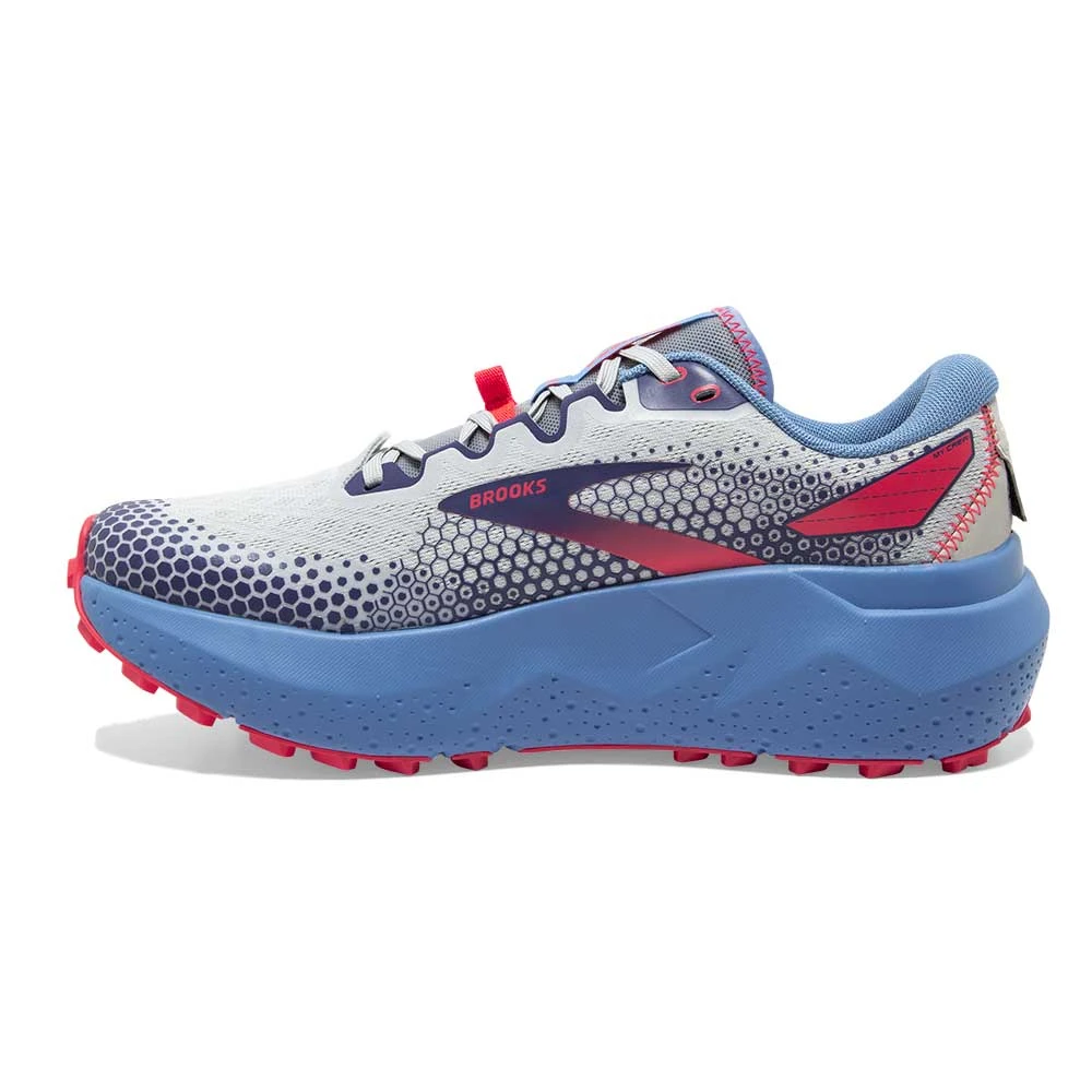 BROOKS Women's Caldera 6 Trail Running Shoe- Oyster/Blissful Blue/Pink - Regular (B) - Image 4