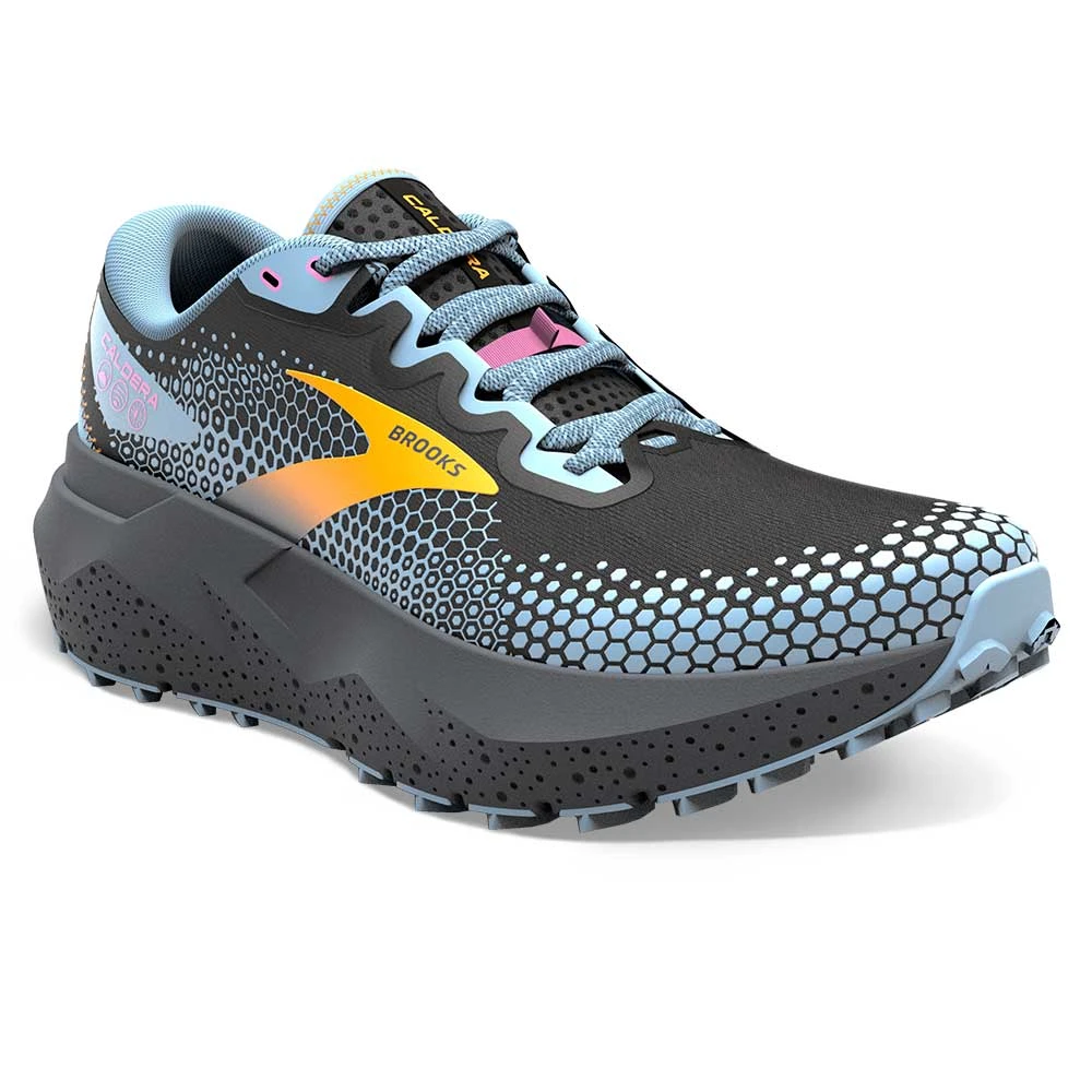 BROOKS Women's Caldera 6 Trail Shoe - Black/Blue/Yellow- Regular (B) - Image 2