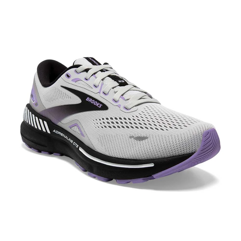 BROOKS Women's Adrenaline GTS 23 Running Shoe - Grey/Black/Purple- Wide (D) - Image 2