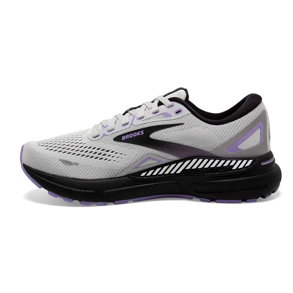 BROOKS Women's Adrenaline GTS 23 Running Shoe - Grey/Black/Purple- Wide (D) - Image 3