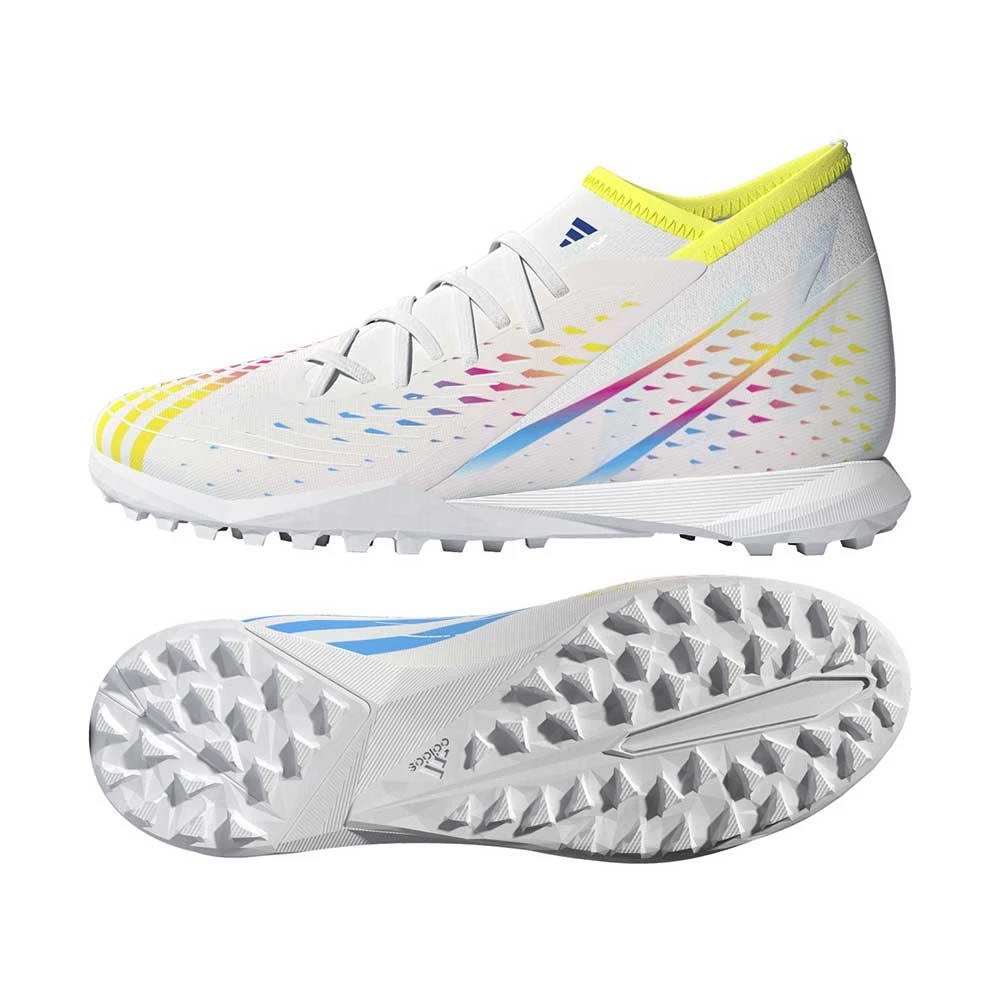 ADIDAS Unisex Predator Edge .3 TF Soccer Shoe - Ftwr White/Solar Yellow/Powder Blue - Regular (D) - Image 3