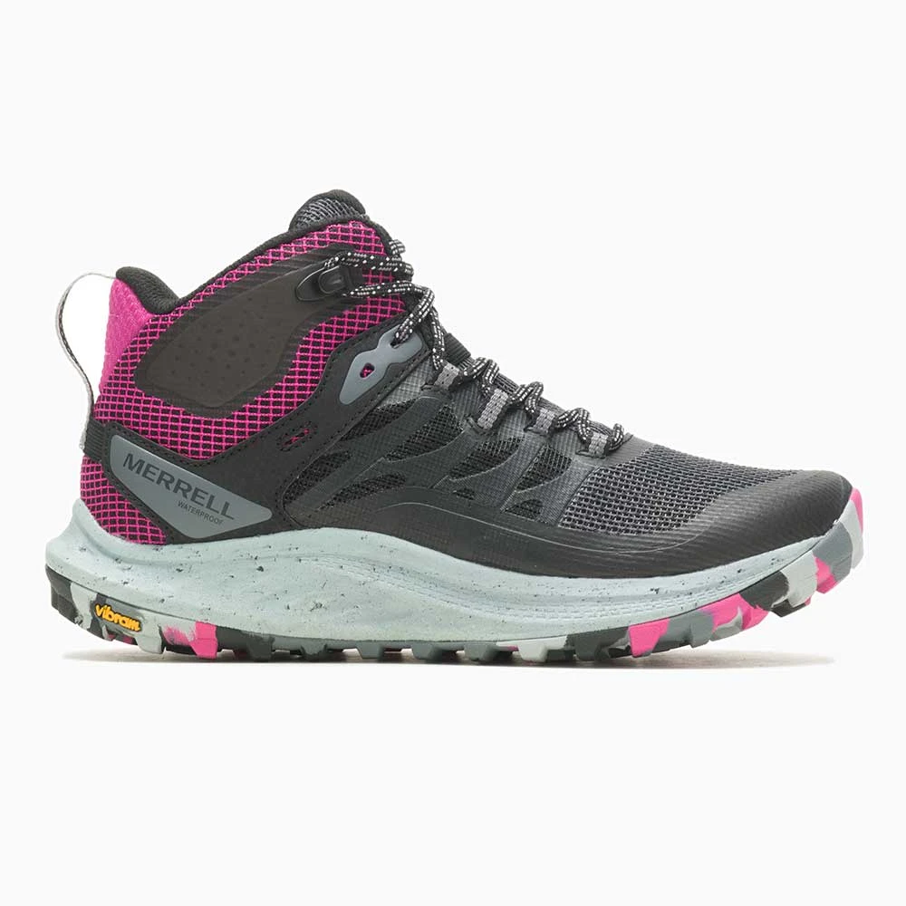 Merrell Women's Antora 3 Mid Waterproof Boot - Black/Fuchsia - Regular (B)
