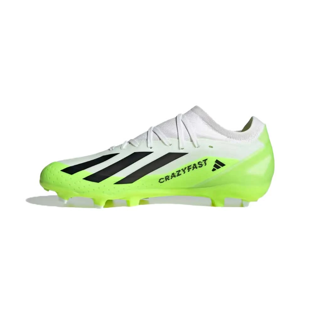 ADIDAS Unisex X Crazyfast .3 FG Cleats- Cloud White / Core Black / Lucid Lemon- Regular (D) - Image 3