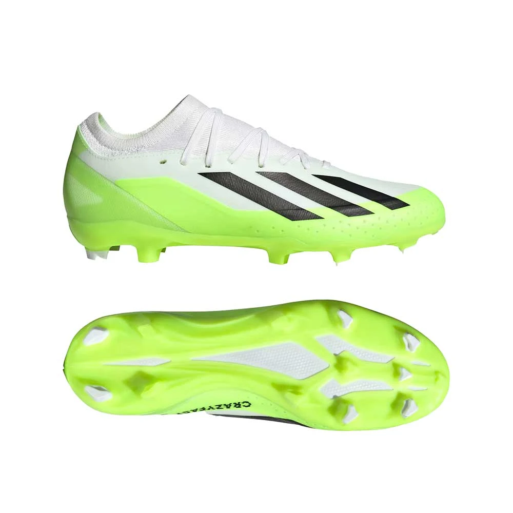 ADIDAS Unisex X Crazyfast .3 FG Cleats- Cloud White / Core Black / Lucid Lemon- Regular (D) - Image 8
